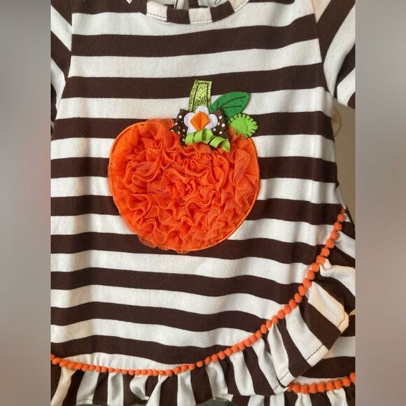 Emily Rose Boutique Pumpkin Top/Tunic, Size 2T Brown Orange Fall Thanksgiving - Picture 3 of 7